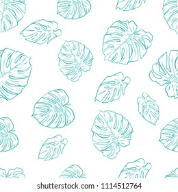 Monstera leaves vector seamless pattern. Tropical textile print.