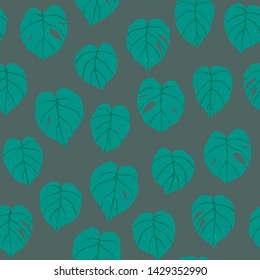 Monstera leaves vector seamless pattern