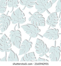 Monstera leaves vector seamless pattern tropical summer