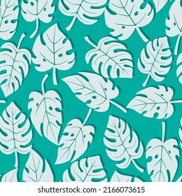 Monstera leaves vector seamless pattern tropical summer