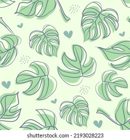 Monstera-Linienzeichnung in einfarbiger Farbe