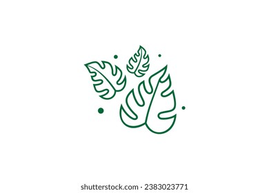 Símbolo de diseño de logotipo de línea Monstera