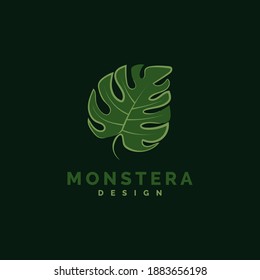 Monstera logo design symbol vector template
