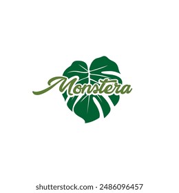 Monstera Logo Design. tropical leaf icon