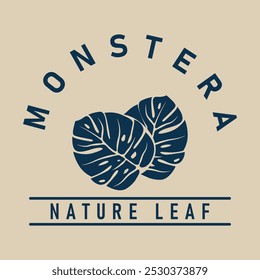 monstera logo, nature leaf icon symbol vector illustration design template