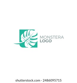Monstera Logo Simple Design. tropical leaf