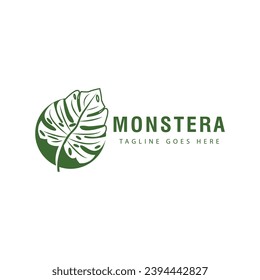 Monstera logo vector template symbol design