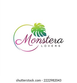 Monstera lovers leaf design vector