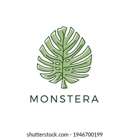 Monstera-Umriss-Logo, Vektorsymbol