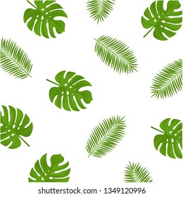 Fondo De Monstera Y De Rama De Palm, Ilustración De Vectores