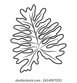 Monstera or Palm Leaf Outline Isolated Vector Illustration. Perfect for botanical designs and natural projects.