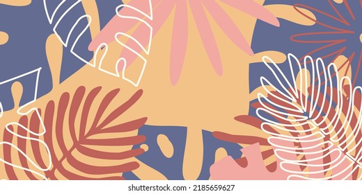 Fondo tropical de la hoja de palma de Monstera para banner de diseño, afiche, cabecera, moda de color vacío