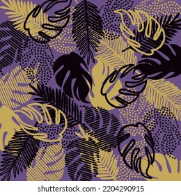 monstera and palm leaves background