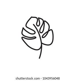 monstera palm tree leaf, outline icon
