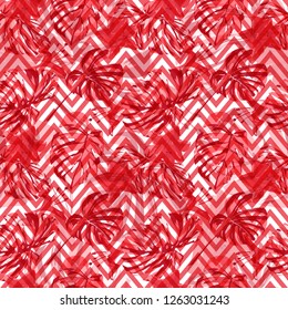 Monstera Pattern.  Summer Design for Swimwear. Exotic Palm Greenery Backdrop. Repeatable Illustration. Monstera Seamless Pattern.