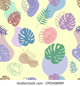 Patrón de Monstera. Fondo abstracto tropical sin fisuras. Ilustración vectorial.