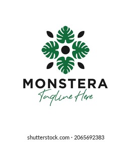 monstera petal vector illustration logo design