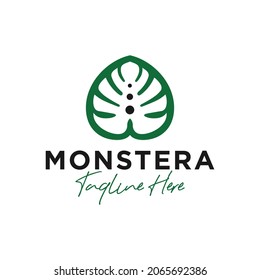 monstera petal vector illustration logo design