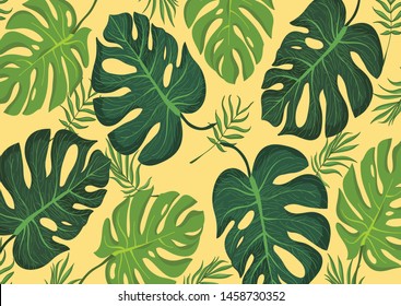 Monstera Petals pattern background colorful