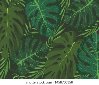 Monstera Petals pattern background colorful