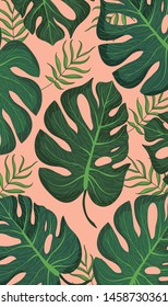 Monstera Petals pattern background colorful