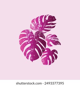 Monstera Plant Leaf Grunge Vector