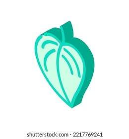 vector de ícono isométrico de la hoja de planta de monstera. signo de hoja de planta de monstera. ilustración de símbolo aislado