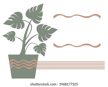 Monstera Plant im Pot-Kopienraum Haus з in Silhouette Vektorgrafik einzeln auf weißem Hintergrund