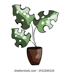 Planta de Monstera en una olla. Ilustración vectorial.