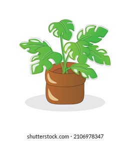 monstera in pot vector design