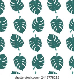 Monstera seamless pattern. Isolated vector illustration.