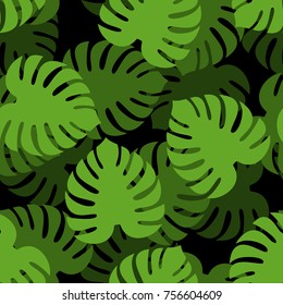Monstera seamless pattern. Tropical leaves background. Palm texture. Vector ornament for textile