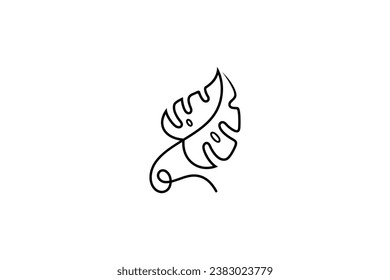Símbolo de diseño de logotipo de línea simple Monstera