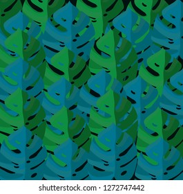 Monstera simple pattern. Jungle tropical exotic leaves. Vector illustration