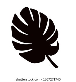 Monstera. Summer icons. Black-white set minimalistic set. Simple vector illustration on a white background.