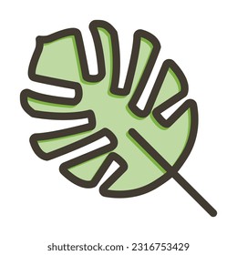 Monstera Thick Line Filled Colors For Personal And Commercial Use.
