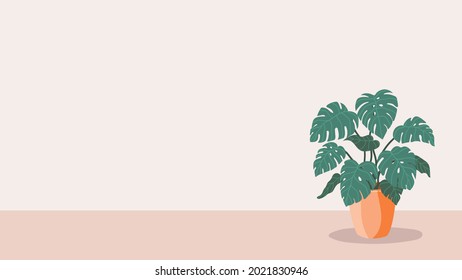 Monstera mit Titelraum flach Illustration.