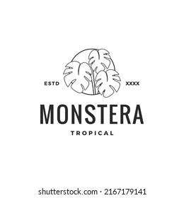 Monstera tree badge logo design vector illustration
