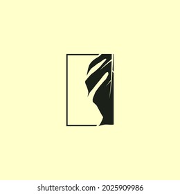 Monstera Tropical leaf for interior decoration logo design