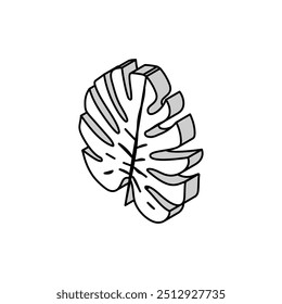 monstera tropical leaf isometric icon vector. monstera tropical leaf sign. isolated symbol illustration