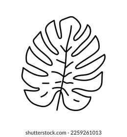 vector de icono de línea de hoja tropical monstera. signo de hoja tropical de monstera. símbolo de contorno aislado ilustración negra