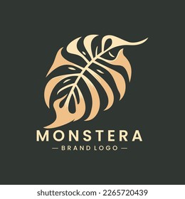 Monstera tropical leaf modern premium vector logo suitable for spa, hotel, boutique, or wedding