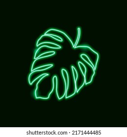 Monstera Tropical Leaf Neon. Ilustración vectorial de la naturaleza.