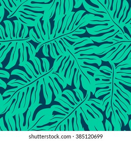 Monstera Tropical Leaf In A Seamless Pattern .