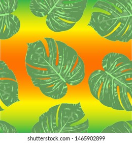Monstera tropical leaf vector illustration. Summer print