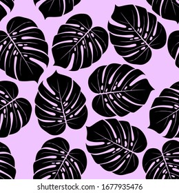 Monstera tropical leaf vector illustration. Summer print