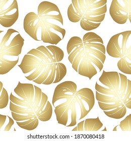 Monstera tropical leaf vector illustration. Summer print. Seamless pattern