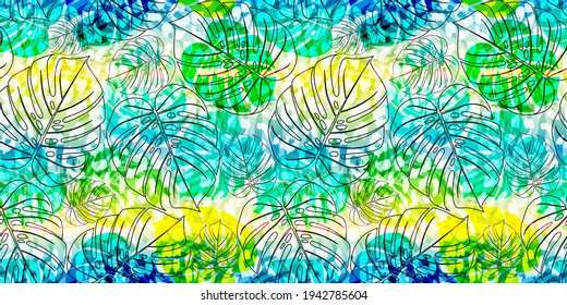 Ilustración vectorial de la hoja tropical de Monstera. Impresión de verano