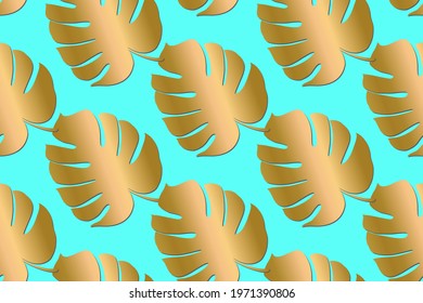 Monstera tropical leaf vector illustration. Summer print. Vector banner. ink line art design. Seamless Pattern.