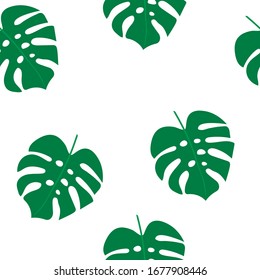 
Monstera tropical leaves seamless pattern vector